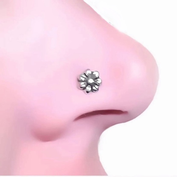 925 Sterling Silver Daisy Flower Nose Ring &/or Helix Tragus Cartilage Earring - Picture 4 of 8